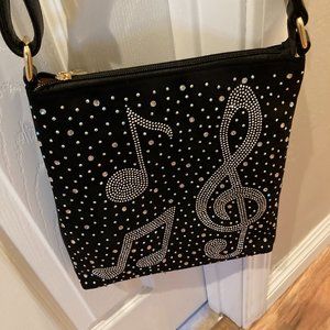 Brand New Musical Note Rhinestone Crossbody Bag